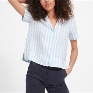 Everlane linen notch button up top, size S